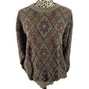 Tricots St Raphael Sweater Men’s M 100% Wool NEW Argyle Diamond Cabincore